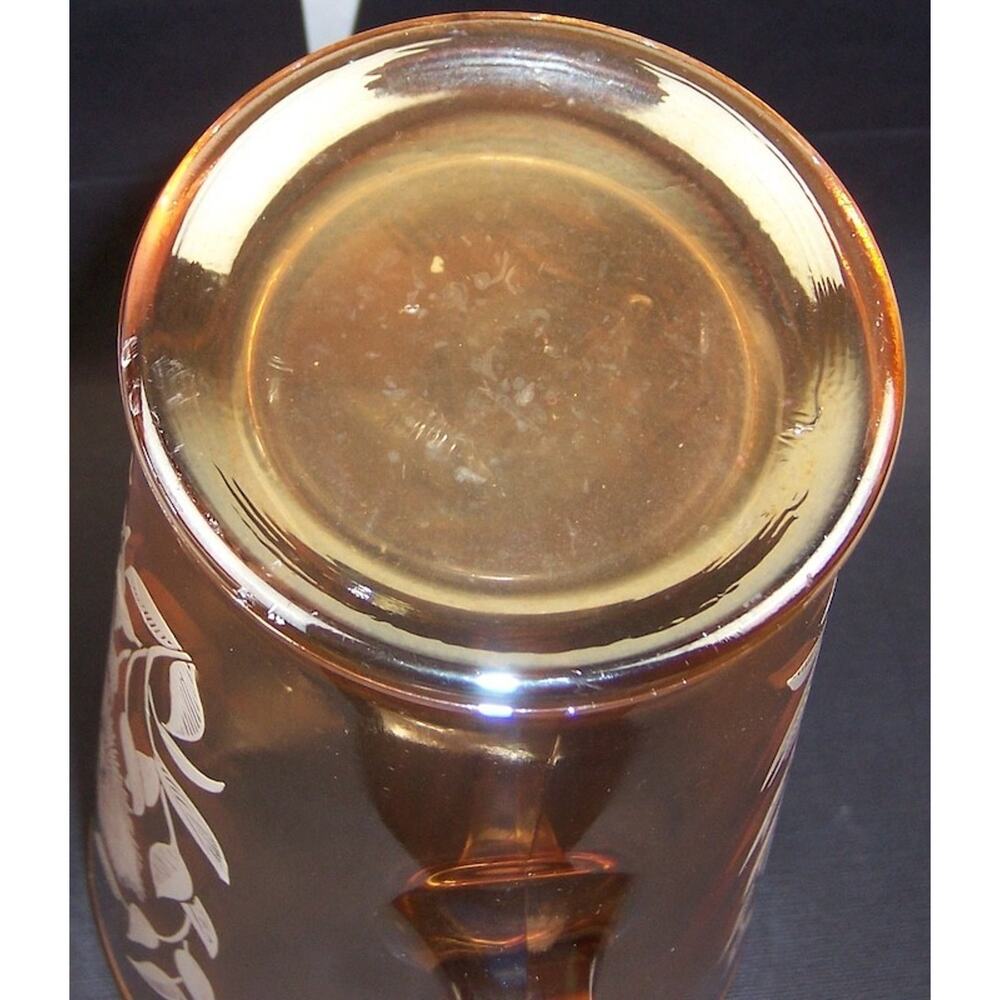 Vintage Jeannette Marigold Carnival Glass Cosmos Pitcher 6 Tumbler Set 1950s - Picture 11 of 15